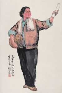 颜梅华 1969年作 京剧《海港》人物 镜心